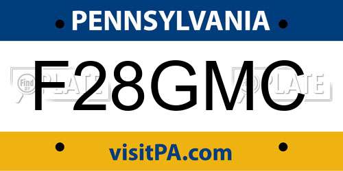 F28GMC Pennsylvania License Plate