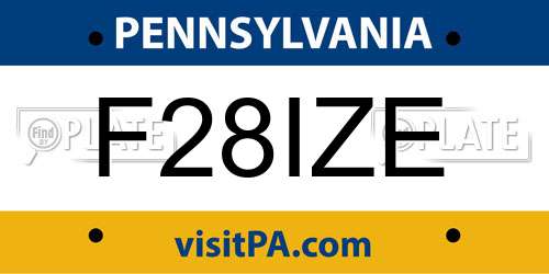 F28IZE Pennsylvania License Plate