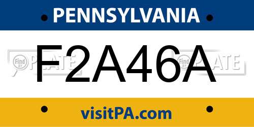 F2A46A Pennsylvania License Plate