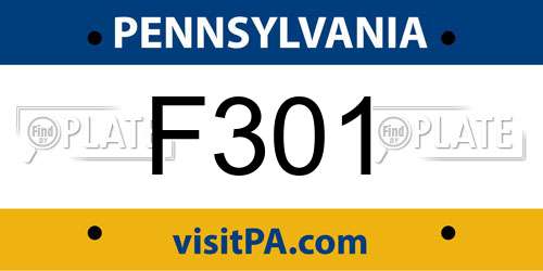 F301 Pennsylvania License Plate