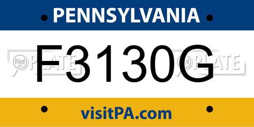 F3130G Pennsylvania License Plate