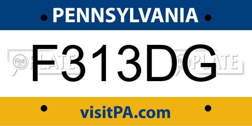 F313DG Pennsylvania License Plate