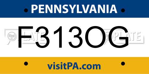 F313OG Pennsylvania License Plate