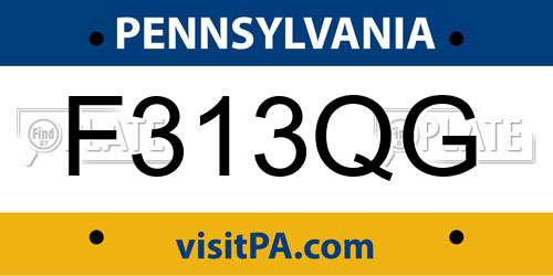 F313QG Pennsylvania License Plate