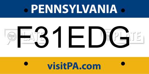 F31EDG Pennsylvania License Plate