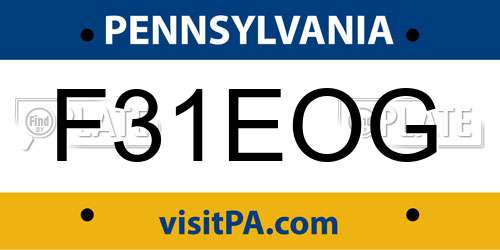 F31EOG Pennsylvania License Plate