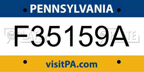 F35159A Pennsylvania License Plate
