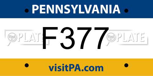 F377 Pennsylvania License Plate