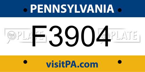 F3904 Pennsylvania License Plate