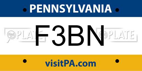 F3BN Pennsylvania License Plate