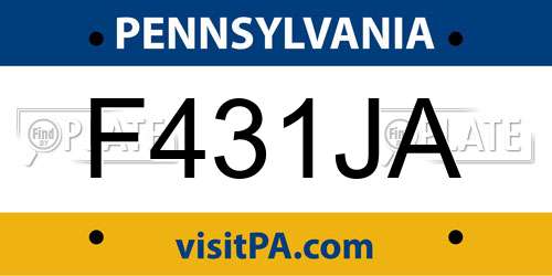F431JA Pennsylvania License Plate
