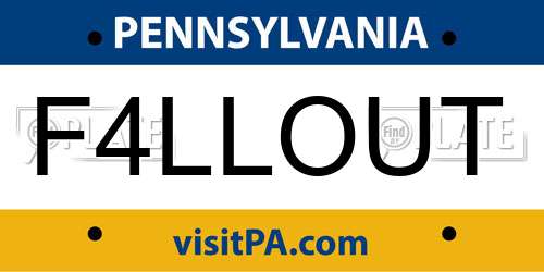 F4LLOUT Pennsylvania License Plate
