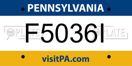 F5036I Pennsylvania License Plate
