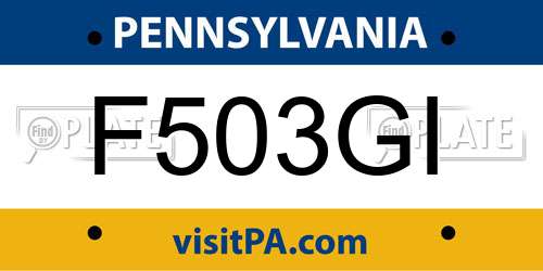 F503GI Pennsylvania License Plate