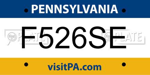F526SE Pennsylvania License Plate