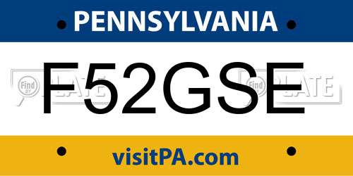F52GSE Pennsylvania License Plate