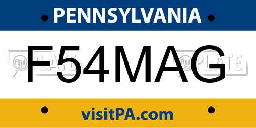 F54MAG Pennsylvania License Plate