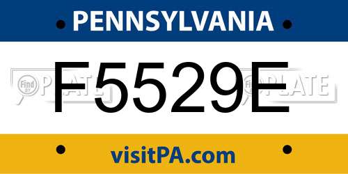 F5529E Pennsylvania License Plate