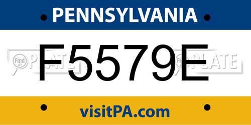 F5579E Pennsylvania License Plate