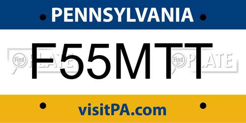 F55MTT Pennsylvania License Plate
