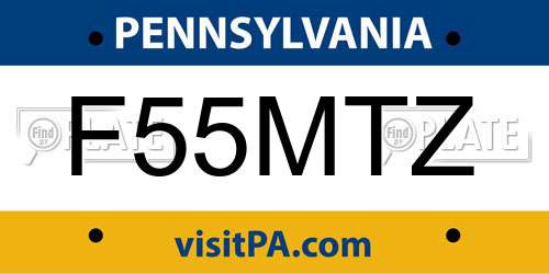 F55MTZ Pennsylvania License Plate