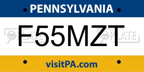 F55MZT Pennsylvania License Plate