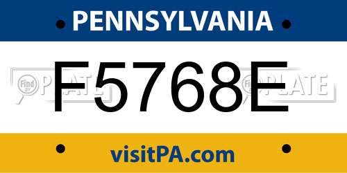 F5768E Pennsylvania License Plate