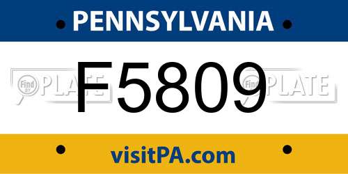 F5809 Pennsylvania License Plate