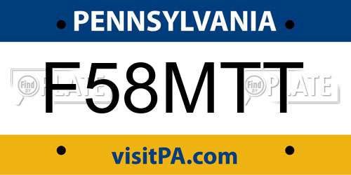 F58MTT Pennsylvania License Plate