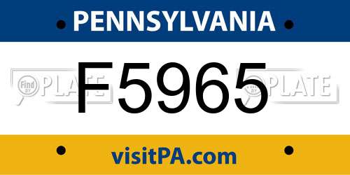 F5965 Pennsylvania License Plate