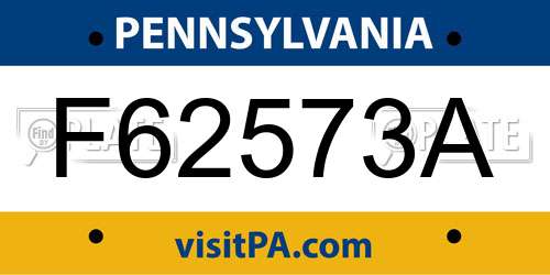 F62573A Pennsylvania License Plate