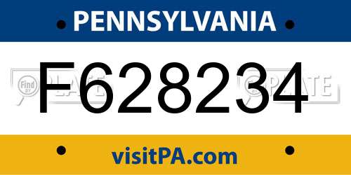 F628234 Pennsylvania License Plate