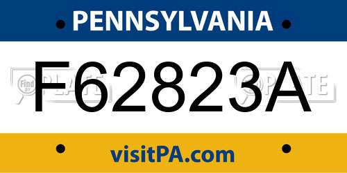 F62823A Pennsylvania License Plate