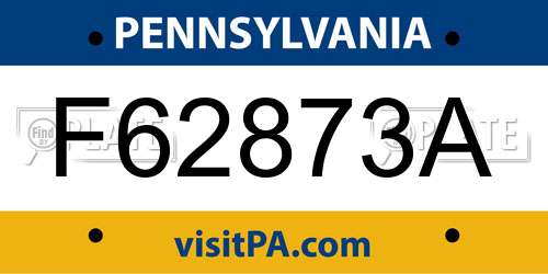 F62873A Pennsylvania License Plate