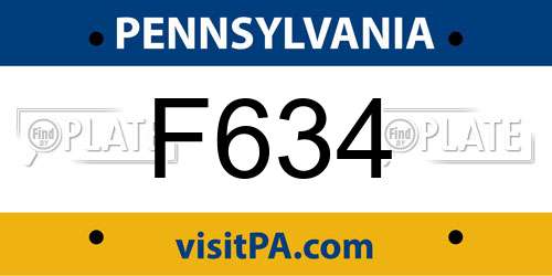 F634 Pennsylvania License Plate