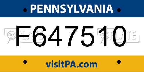 F647510 Pennsylvania License Plate