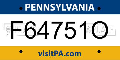 F64751O Pennsylvania License Plate