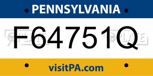F64751Q Pennsylvania License Plate