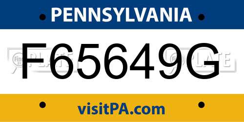 F65649G Pennsylvania License Plate