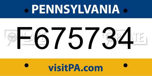 F675734 Pennsylvania License Plate
