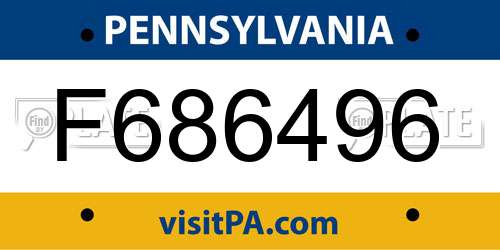 F686496 Pennsylvania License Plate