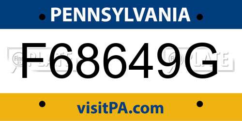 F68649G Pennsylvania License Plate