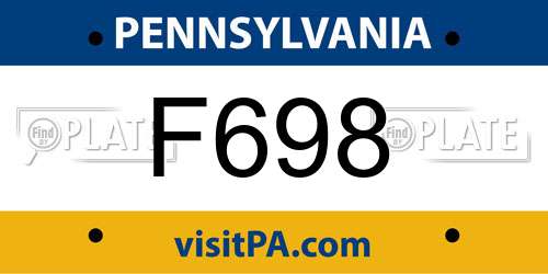 F698 Pennsylvania License Plate