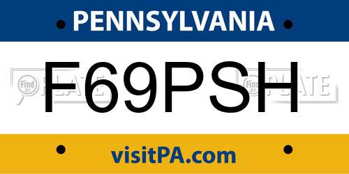 F69PSH Pennsylvania License Plate
