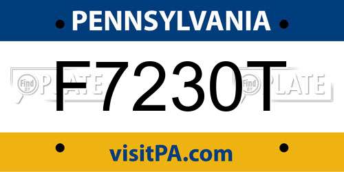 F7230T Pennsylvania License Plate