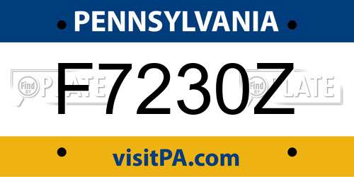 F7230Z Pennsylvania License Plate