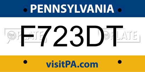 F723DT Pennsylvania License Plate