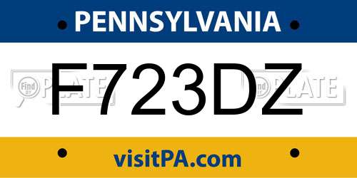 F723DZ Pennsylvania License Plate