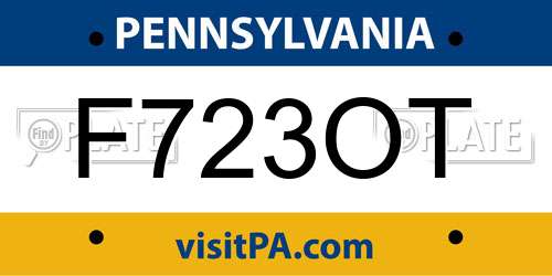 F723OT Pennsylvania License Plate