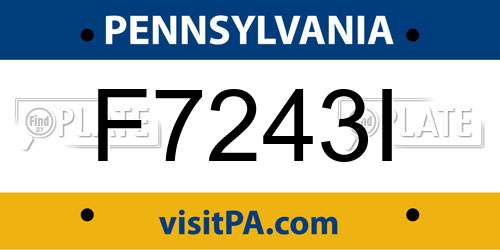 F7243I Pennsylvania License Plate